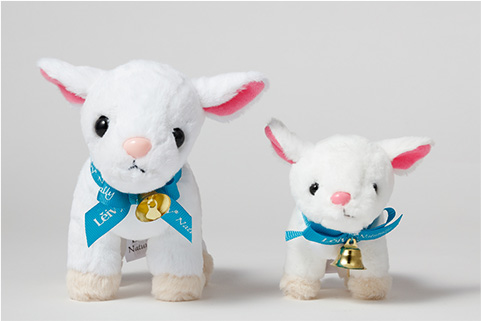 サイズは「大」「小」、首元のリボンのカラーは「ピンク」「ブルー」からお選びいただけます。