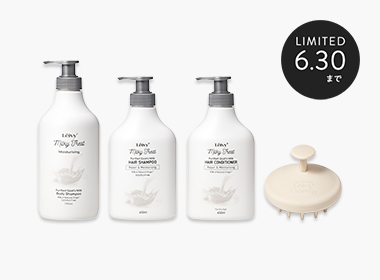 MILKY TREAT スクラブマッサージャー付き3本セット（ボディシャンプー 700ml・ヘアシャンプー 450ml・ヘアコンディショナー 450ml）