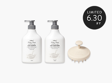 MILKY TREAT スクラブマッサージャー付き2本セット（ヘアシャンプー 450ml・ヘアコンディショナー 450ml）